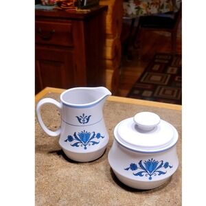 Noritake Progression Blue Haven Sugar Bowl Creamer Pitcher Set Japan 9004